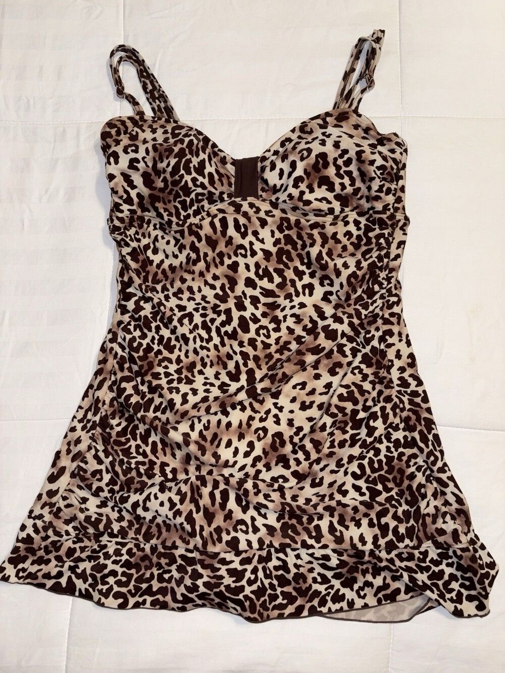 Sweet Escape Swimsuit Leopard Print Skirted Womens Sz 10